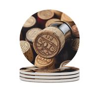 4 pezzi Sottobicchieri per bevande Tappo per bottiglia di vino con base in sughero vintage Sottobicchieri rotondi per tazze Tappetino di protezione da tavolo per tipi di tazze
