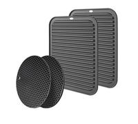 4 Pezzi Sottopentola Silicone Set, Sottobicchieri Multifunzionali, set Portavasi da Cucina in gel di Silice, Sottobicchieri, Presine, Tovaglietta (2 Rotondi, 2 Quadrati)