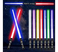4 Pezzi Spada Laser per Bambini, Lightsaber RGB a 7 Colori Modificabili, New 2in1 Spada Laser, Lightsaber da collegare, con Effetti Sonori