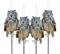 4 pezzi spaventapassini per balcone, spaventapasseri volatili, repellente per piccioni, piccioni da appendere, cacciare piccioni, passeri, gufi in plastica piatta, con nastro di repellente per uccelli