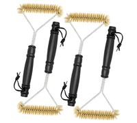 4 Pezzi Spazzola Barbecue, Spazzola Pulizia Barbecue con Isolamento Termico Manico, Spazzola Triangolare Barbecue in Ottone da Pulizia a 360°, per Pulire Griglie, Forno da Esterno, Teglie da Forno