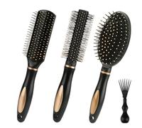 4 Pezzi Spazzola Capelli Set, Capelli Antistatiche, Spazzola Per Capelli, Nero Spazzola Capelli Uomo, Per Adatta A Donne, Uomini, Tutti I Capelli Bagnati O Asciutti, Massaggia, Aggiungi Lucentezza