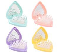 4 Pezzi Spazzola Massaggiante Pieghevole a Cuore | Formato Mini da Viaggio, Plastico e Vetro, per Spostamenti e Commuting, Stile Adorabile