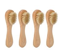 4 pezzi spazzola per il viso, Spazzola per il viso per un peeling profondo - Manico in legno d'erba con setole di cinghiale naturale per la pulizia quotidiana, l'esfoliazione e il massaggio
