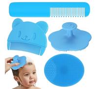 4 Pezzi Spazzola per La Rimozione Della Crosta di Latte Pettine Crosta Lattea Neonato Spazzola per Bambini in Setole Morbide Pettine Neonato Adatto per baby shower(blu)