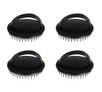 4 Pezzi Spazzola per Lavare i Chioma in Plastica Nera Setole in Silicone | Impugnatura Ergonomica, Uso su Chioma Bagnati e Asciutti, per Cute e Ciocche Corte, a Casa
