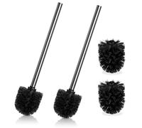 4 Pezzi Spazzole di Ricambio per WC, 2 Pezzi Scopino per WC con Manico in Acciaio Inossidabile, Testine Intercambiabili, Scopini per WC con Design Elegante e Nobile, Testine Rimovibili