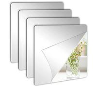 4 Pezzi Specchio Adesivo da Parete, 20x20 cm Specchio Acrilico Quadrati, Specchio da Parete Adesivo Flessibili e Senza Cornice, Specchi Adesivi per Armadio Bagno Soggiorno