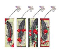 4 pezzi Special Shape Flowers Sunset Fiook Fai -da -te Bookmarks Kits Painting Bookmark Making Kit Art Bookmark con ciondolo for adulti principianti (SQ007)