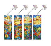4 pezzi Special Shape Flowers Sunset Flowers Fai -da -te Bookmarks Kits Painting Bookmark Making Kit Art Bookmark con ciondolo for adulti principianti (SQ003)
