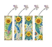 4 pezzi Special Shape Special Fai -da -te Bookmarks Kits Painting Bookmark Making Kit Art Bookmark con ciondolo for Reading Day Gift (SQ008)