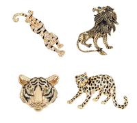 4 Pezzi Spilla a Forma di Tigre, Spilla per Banchetto e Accessori per Uomini (Oro)