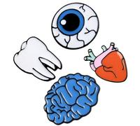 4 Pezzi Spilla Creativa a Forma di Cuore Cervello Occhio Dente | Accessorio Riutilizzabile, Finitura Curata, per Giacche e Zaini Scolastici, Stile Moda per Studenti e Donne