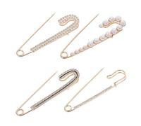 4 Pezzi Spilla Gioiello per Vestiti Eleganti, Sicurezza | Lega Color Oro, Facile da Applicare e Rimuovere, Uso Versatile, Adatta a Tutte le Età, Set da Quattro Pezzi