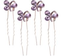 4 Pezzi Spilla per Chioma da Sposa a U con Cristalli Porpora Elegante | Accessori per Chioma da Cerimonia, Riutilizzabile, Bordi Lisci, per Raccolti e Mezzi Raccolti, Donne