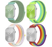 4 pezzi Sport Nylon Strap compatibile con Apple Watch Bracciale 38mm 40mm 41mm 42mm 44mm 45mm 46mm 49mm per le donne, tessuto Solo Loop Bracciale per iWatch Serie 10 9 Ultra 8 7 6 5 4 3 2 1 SE