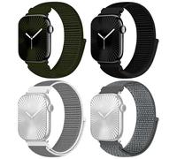 4 pezzi Sport Nylon Strap compatibile con Apple Watch Bracciale 38mm 40mm 41mm 42mm 44mm 45mm 46mm 49mm per le donne, tessuto Solo Loop Bracciale per iWatch Serie 10 9 Ultra 8 7 6 5 4 3 2 1 SE