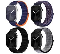 4 pezzi Sport Nylon Strap compatibile con Apple Watch Bracciale 38mm 40mm 41mm 42mm 44mm 45mm 46mm 49mm per le donne, tessuto Solo Loop Bracciale per iWatch Serie 10 9 Ultra 8 7 6 5 4 3 2 1 SE