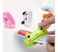 4 pezzi Spremitore di dentifricio, Erogatore, Supporto, Detergente viso, Dispositivo per spremere il dentifricio, Strumento manuale per premere e spremere, a forma di Rana, Panda, Maiale, Gatto, Orso,