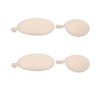 4 Pezzi Spugna Esfoliante Corpo e Viso in Loofah Beige, Trama Fine | Rimuove Cellule Morte, Loop per Asciugatura, per Collo e Corpo, Viaggio e Bagno in Dormitorio