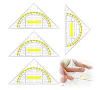4 Pezzi Squadra Geometrica in Plastica Geometria Triangolo Squadra Goniometro Flessibile per Disegnare Cerchi, Adatto per Studente Ufficio Designer Pittura,squadrette da disegno
