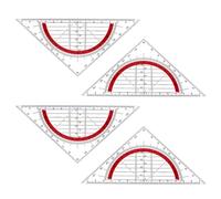 4 pezzi Squadra geometrica per scuola e ufficio infrangibile trasparente,Squadrette Nautiche, Squadre Geometriche Squadra Geometrica in Plastica Infrangibili para Scuola,squadra 45 gradi