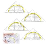 4 pezzi Squadra geometrica per scuola e ufficio infrangibile trasparente,Squadrette Nautiche, Squadre Geometriche Squadra Geometrica in Plastica Infrangibili para Scuola, università e Lavoro