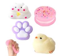 4 Pezzi Squishy Set,Paw+Oreo+Strawberry+ Fluffy Hamster,Kawaii Squeeze Pelliccia Squeeze Giocattoli,Giocattoli di Decompressione Ultra Morbidi,Perfetti per Casa,Ufficio,Viaggi e Regali