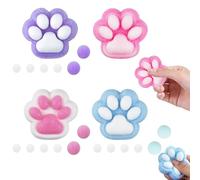 4 Pezzi Squishy Zampa di Gatto,Antistress Squishy,Giocattoli Fidget Morbidi,Giocattolo in Silicone da Strizzare a Zampa di Gatto Grande per Rilassare l'Ansia