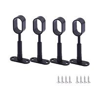 4 Pezzi Staffa da Soffitto Regolabile Ovale Bastone per Tende Supporto Asta Armadio Supporto Presa Flangia con Viti per Doccia Tenda (Tutti Passano Neri)