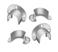 4 pezzi staffa per asta per armadio in argento, Portacanne per armadio in acciaio inox, Portacanna flangiato, Supporto per bastone per tende, Supporto appendiabiti con viti per Barra Appendiabiti