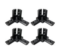 4 pezzi staffe angolari a 3 vie, 4040 nero otto fori con vite di bloccaggio M6x10