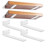 4 Pezzi Staffe per Mensole Galleggianti, Staffe per Mensole Pesanti, Supporto da Appendere Alla Parete, Staffe a L, Supporti per Scaffali Invisibili (Bianco, 30 cm)