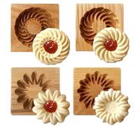 4 Pezzi Stampi di Legno Biscotto Intagliato Stampo di Legno DIY Stampi Cookie Cutter Divertente Stampa 3D Stampo di Goffratura per Strumento di Cottura di Natale, stile sandwich
