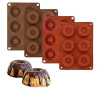 4 Pezzi Stampi in Silicone per Muffin,Stampo per Cupcake Reutilizables Adatto, Design a 6 Fori, Riutilizzabile Non Adesivo, Adatto per Biscotti, Gelatine, Bagels, Muffin (129 * 187mm)