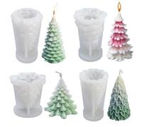 4 Pezzi Stampi per Candele di Natale Stampo in Silicone per Albero di Natale 3D Stampo per Colata Candele DIY Forma di Albero di Natale per Realizzare Candele Profumate e Sapone