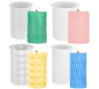 4 Pezzi Stampi per Candele in Silicone, Stampo in silicone per candele a colonna, stampi per candele 3D, Stampi in Resina Epossidica, stampi per candele da versare come decorazioni per la casa