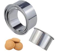 4 pezzi stampi rotondi in acciaio inox, stampi per biscotti, molde para galletas, 3 misure, color argento, per biscotti, pane, panini, mini pizze, muffin, ciambelle, hamburger