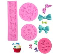 4 Pezzi Stampini in Silicone per Fondente, Mini Fiocchi Stampi per Caramelle Bowknot Bow Torte Chocolate Mold
