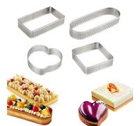 4 Pezzi Stampo Micro Forato Dolci Crostate Mousse Mignon Pasticcini Acciaio Inox