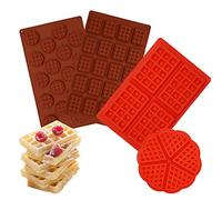 4 Pezzi Stampo per cialde in silicone Rettangolo Cuore rotondo, LIUCONGBD Mini stampo per muffin da forno antiaderente, torta cioccolato biscotto caramelle gommose Bakeware DIY Silicone Stampo
