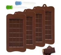 4 Pezzi Stampo per Cioccolato in Silicone con 24 Cavità Stampo Mini Tavolette Cioccolato con 2×Pipette Stampini Silicone per Cioccolatini e Barrette Energetiche