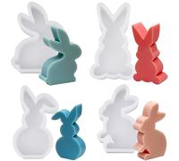 4 pezzi Stampo per Coniglio in Silicone Pasquale, Coniglietto Pasquale in Silicone, Stampo in Silicone Coniglio Pasqua, 3D Forma Coniglio Stampo Pasqua, Stampi in Silicone per Colata Pasquali