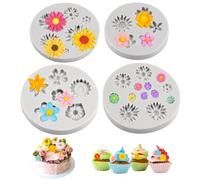 4 Pezzi Stampo Silicone Fiori Piccoli, Riutilizzabile e Antiaderenti, Mini 3D Stampi in Silicone a Forma di Margherita per Fudge, Cioccolato, Torta, Fondente, Cioccolato, Torte, Cupcake, Fai da te