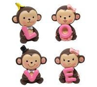 4 pezzi statua della scimmia, simpatica statuetta in resina della scimmia con lettere d'amore per la decorazione del cruscotto dell'auto, decorazioni per San Valentino, ornamento per la scrivania del