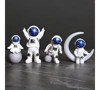 4 Pezzi Statuette di Astronauti Blu e Bianco Figurina Astronauta Spazio a Tema Spaceman Modellino PVC Moderno Scultura Decorazione Ornamento per Torta Desktop Soggiorno Ufficio Cameretta dei Bambini