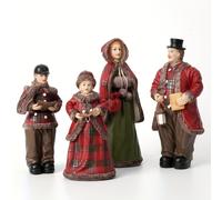 4 pezzi, Statuette intagliate e dipinte a , Decorazioni natalizie, una famiglia di quattro che aspetta l'arrivo di Natale, Decorazioni per la casa, Regali