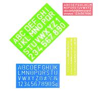 4 Pezzi Stencil di Alfabeto,Plastica Lettere Stencil Numeri Riutilizzabili,Disegno Guide Normografo per Bambini e Studenti,Fai da Te,Multicolore