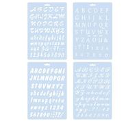 4 pezzi stencil lettere alfabeto pittura stili assortiti numero e lettere in plastica riutilizzabili stencil lettera disegno artistico modelli di disegno set di stencil per torta fai da te diario arti