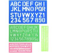 4 Pezzi Stencil per Lettere e Numeri, Righello Stencil Bambini, Stencil di Alfabeto in Plastica, Righello Lettere Alfabeto, 4 Dimensioni, Alfabeto Stencil, per Imparare, Dipingere, Scrapbooking